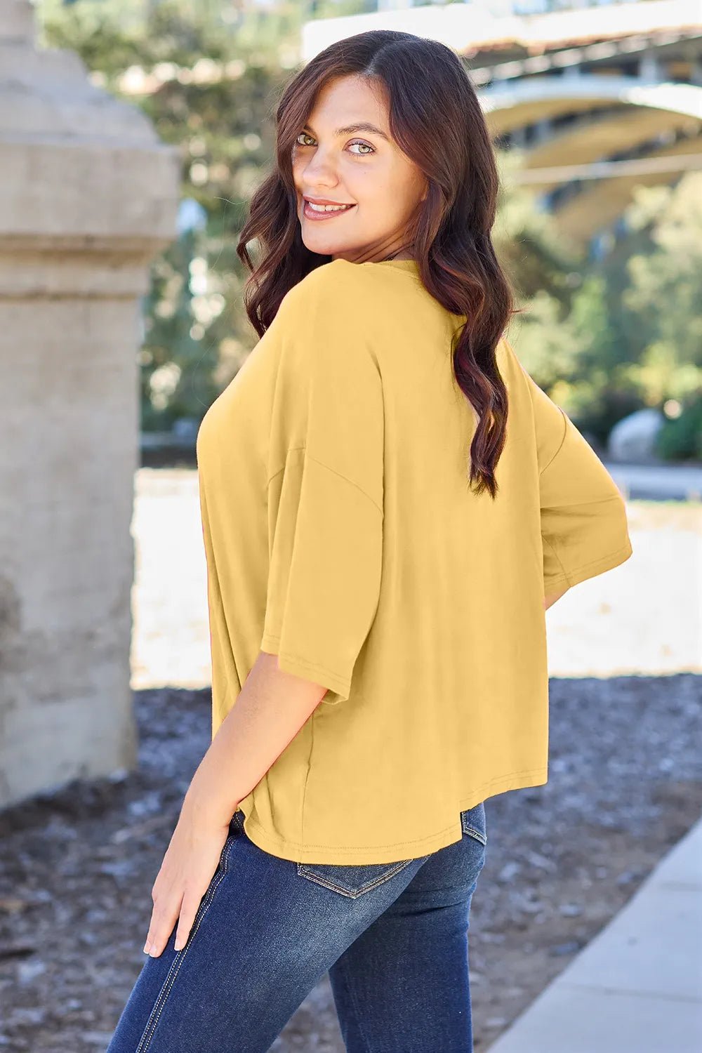 Basic Bae Bamboo Full Size Round Neck Drop Shoulder T-Shirt - JUST - JEN BOUTIQUE