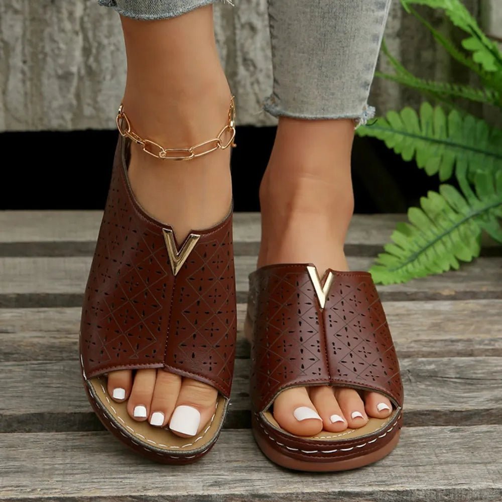 Open Toe Flats Sandals - JUST - JEN BOUTIQUE