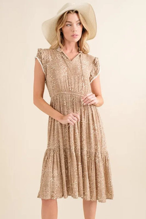 And The Why Boho Printed Tiered Maxi Dress - JUST - JEN BOUTIQUE