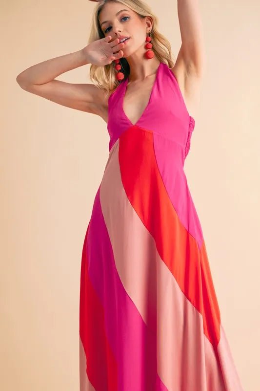 Aemi+Co Color Block Sleeveless Maxi Dress - JUST - JEN BOUTIQUE