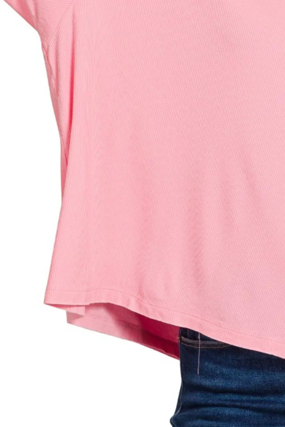 Zenana Oversized Ribbed Round Neck Short Sleeve Tee - JUST - JEN BOUTIQUE