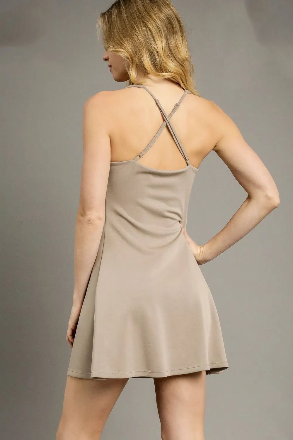 Umgee Crisscross Square Neck Active Dress - JUST - JEN BOUTIQUE