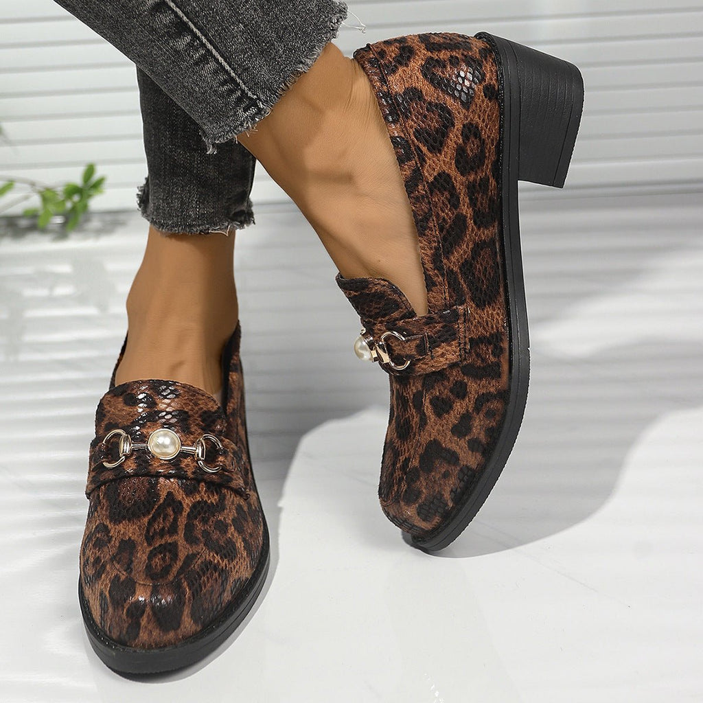 Round Toe Block Heel Loafers - JUST - JEN BOUTIQUE