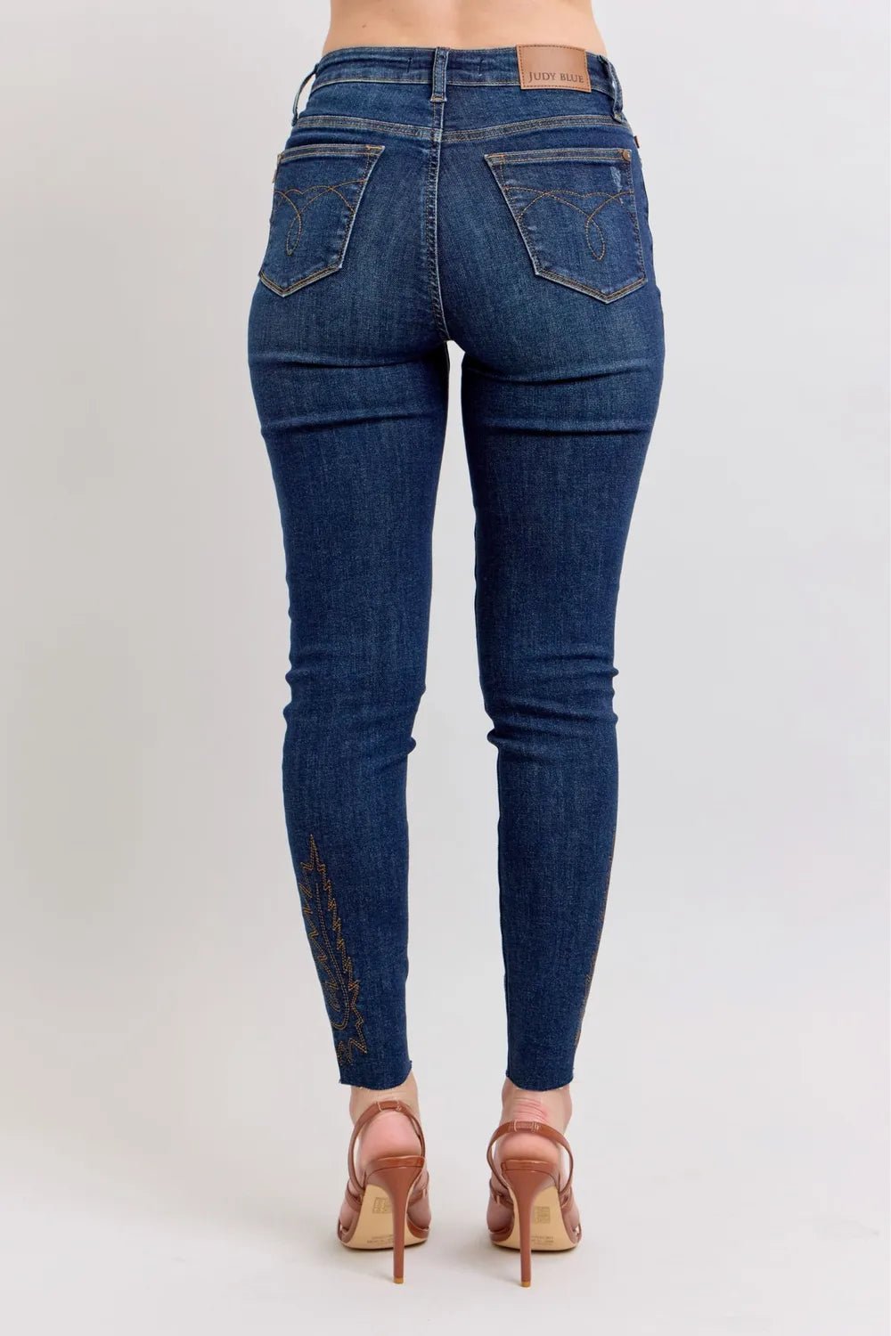 Judy Blue Full Size Embroidered High Rise Skinny Jeans Plus Size - JUST - JEN BOUTIQUE
