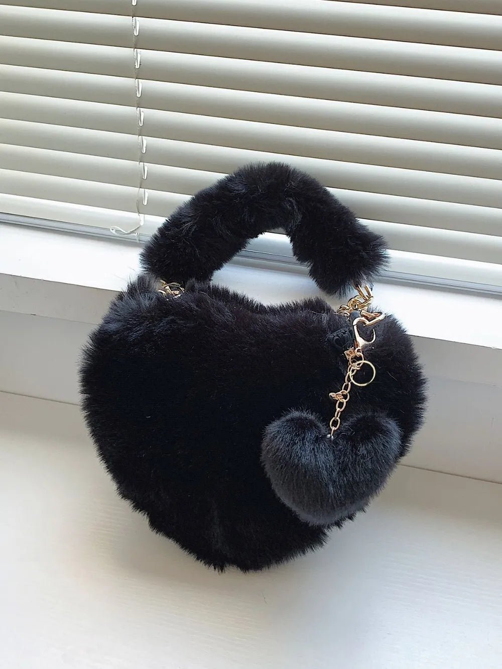 Heart Shape Faux Fur Handbag - JUST - JEN BOUTIQUE