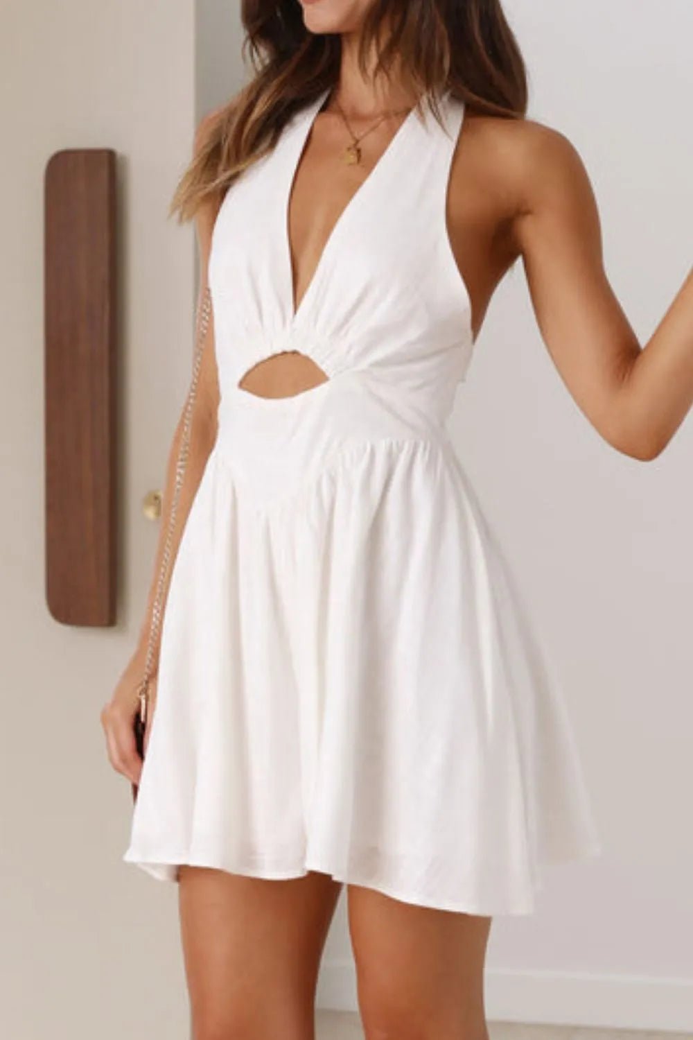 Cutout Halter Neck Mini Dress - JUST - JEN BOUTIQUE