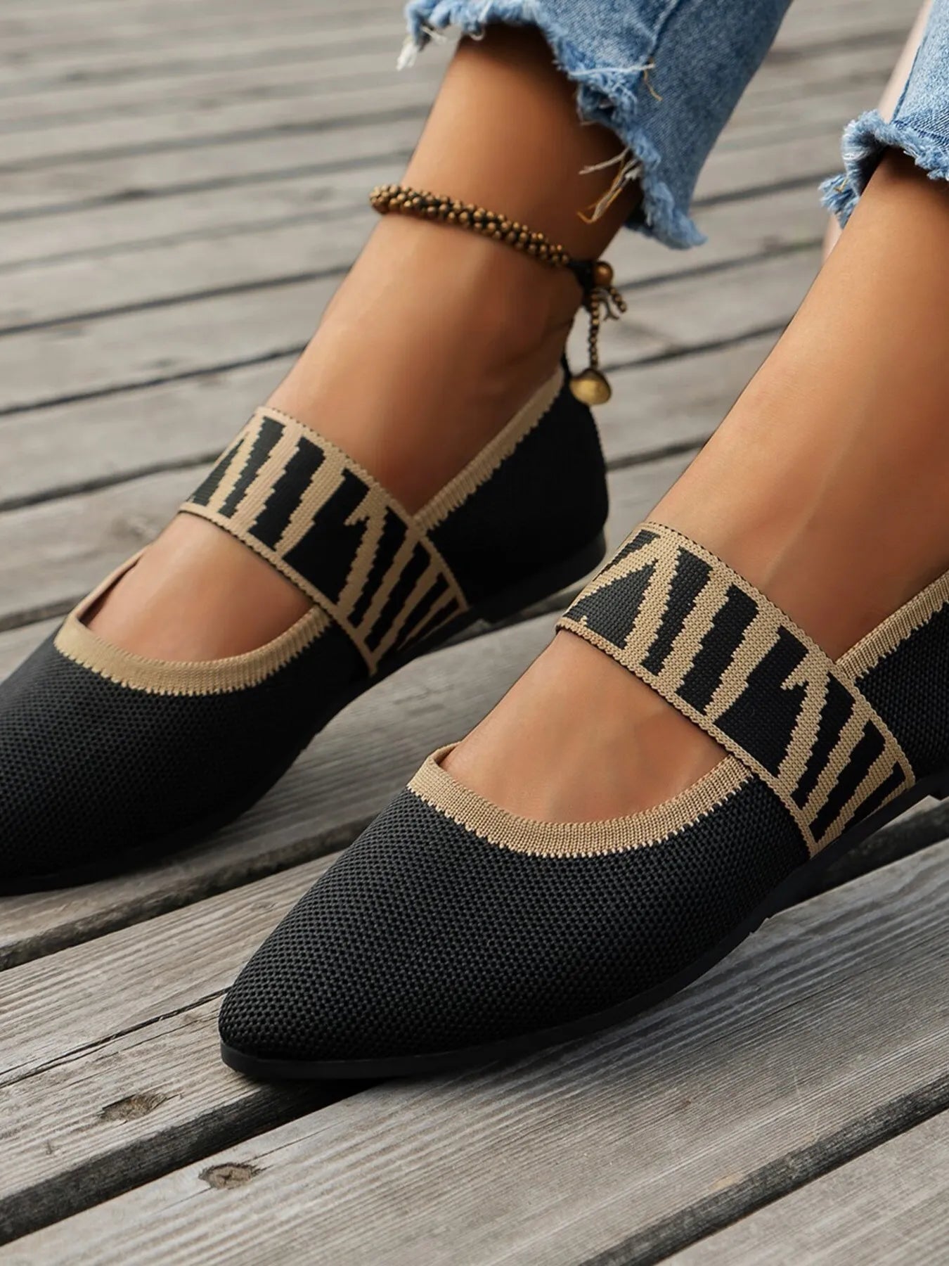 Point Toe Flats Mesh Gingham Strap Loafers - JUST - JEN BOUTIQUE