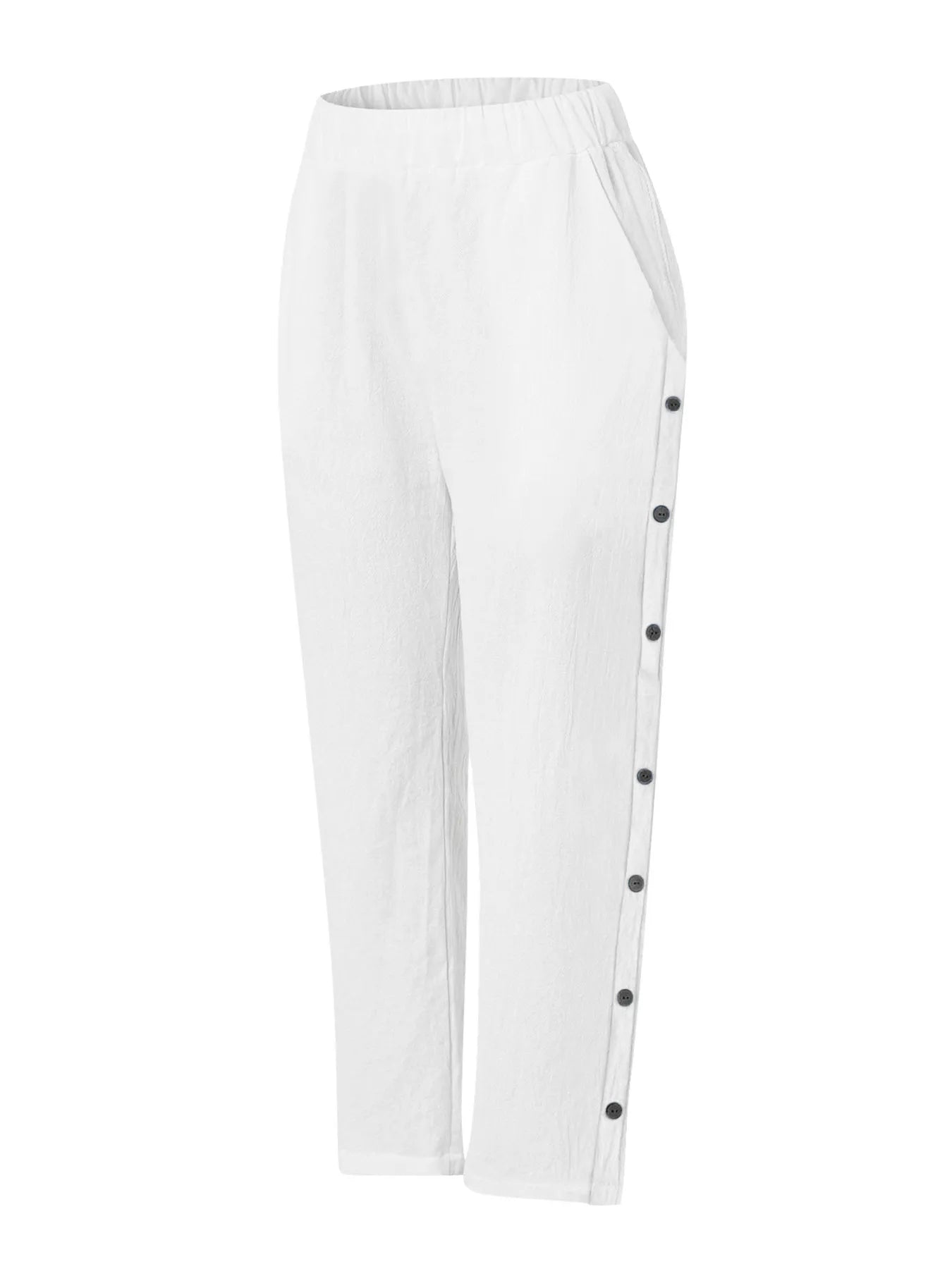 Full Size Side Decor Button Casual Wide Leg Pants Plus Size - JUST - JEN BOUTIQUE