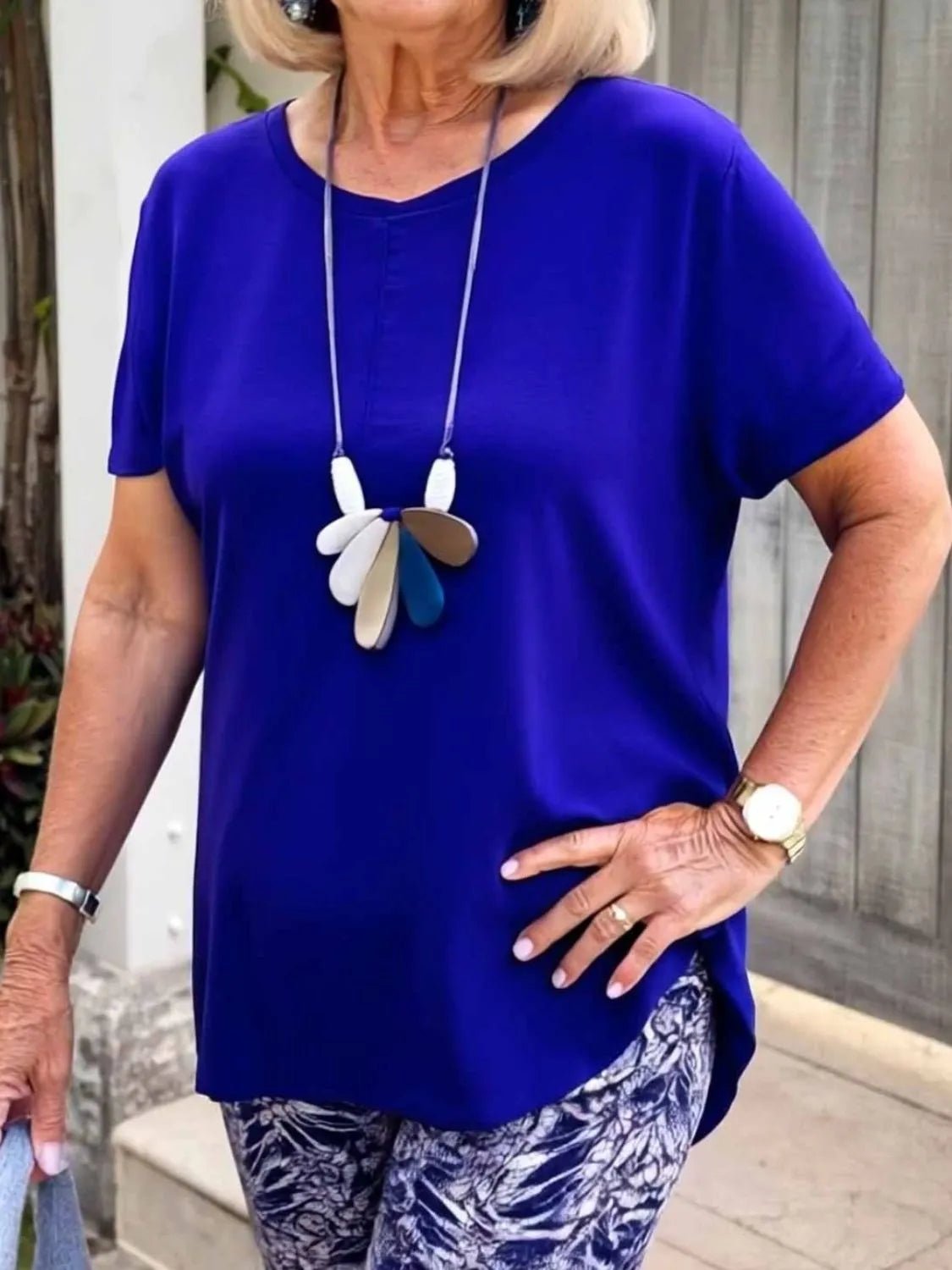 Full Size Round Neck Short Sleeve Top and Pants Set Plus Size - JUST - JEN BOUTIQUE