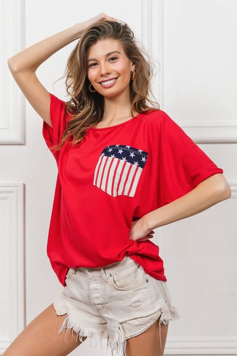 BiBi French Terry With Front Pocket Dolman Sleeves Top - JUST - JEN BOUTIQUE