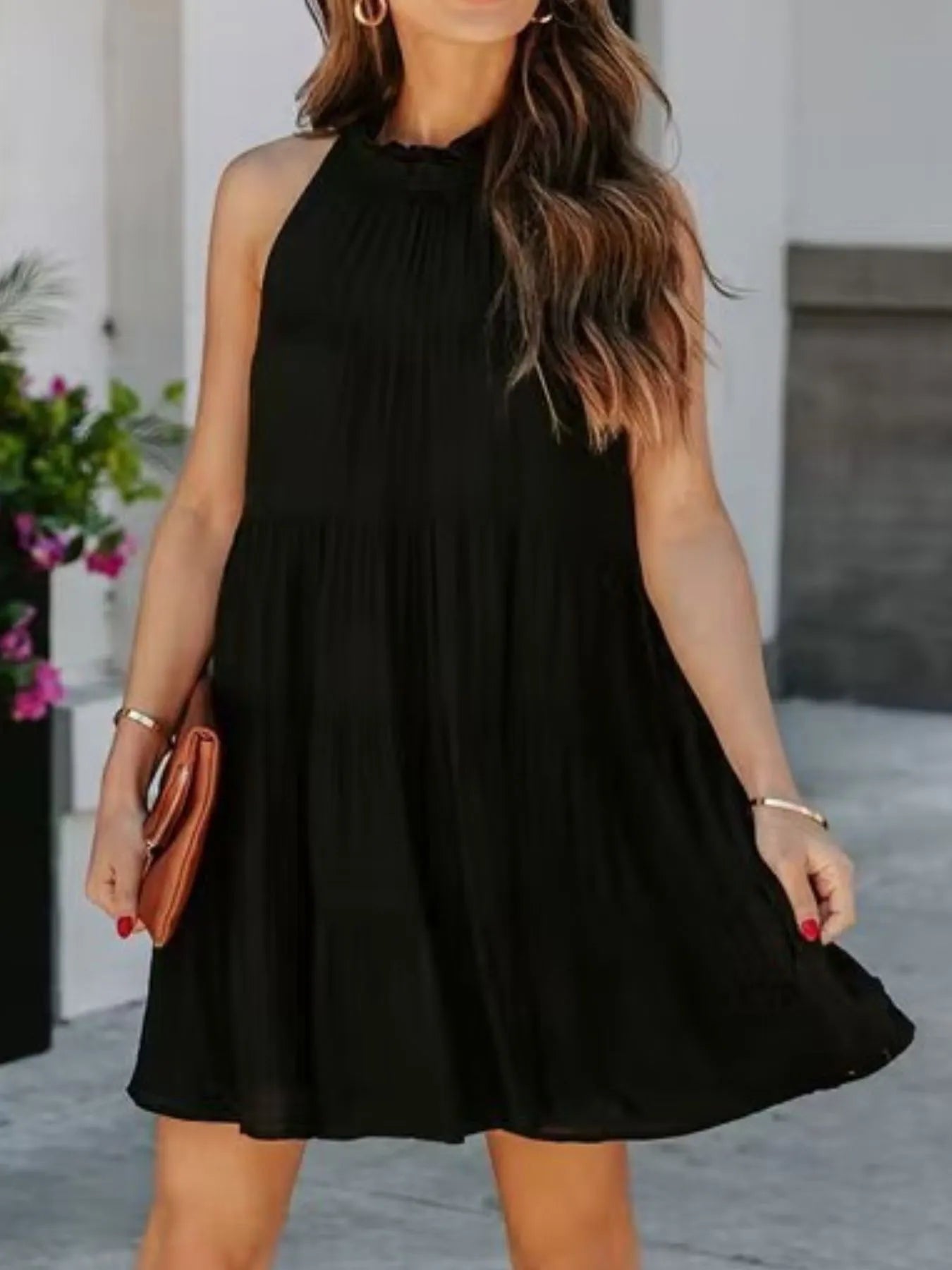 Tiered Sleeveless Tie Back Mini Dress - JUST - JEN BOUTIQUE