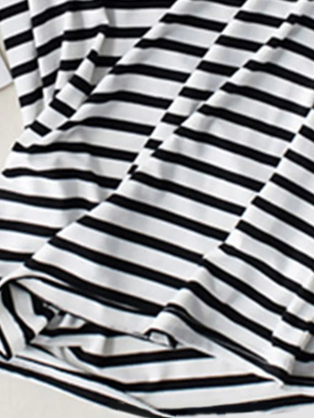Striped Round Neck Short Sleeve T-Shirt with Bra - JUST - JEN BOUTIQUE