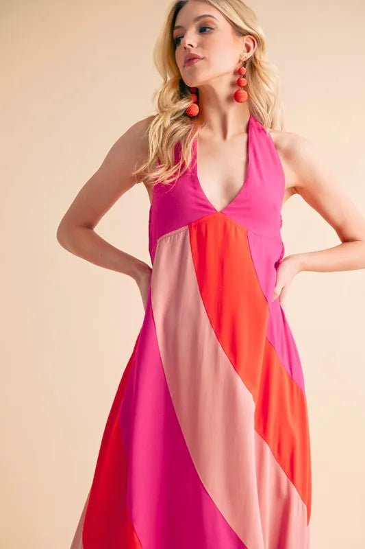 Aemi+Co Color Block Sleeveless Maxi Dress - JUST - JEN BOUTIQUE