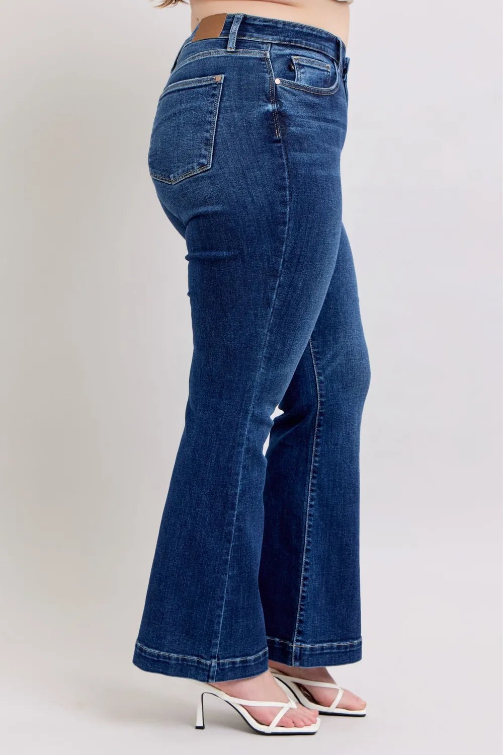 Judy Blue Full Size High Rise Flare Jeans with Pockets Plus Size - JUST - JEN BOUTIQUE