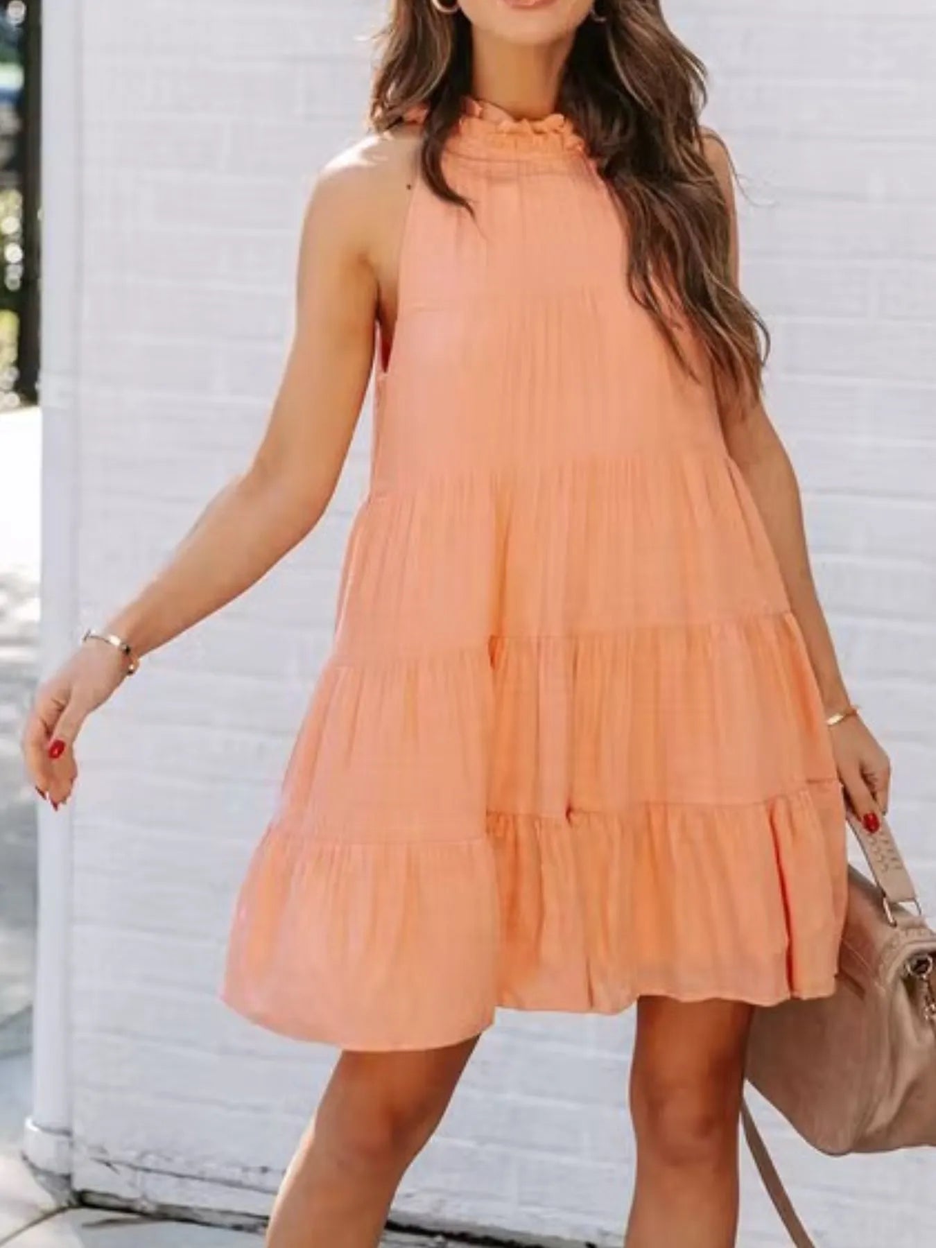 Tiered Sleeveless Tie Back Mini Dress - JUST - JEN BOUTIQUE