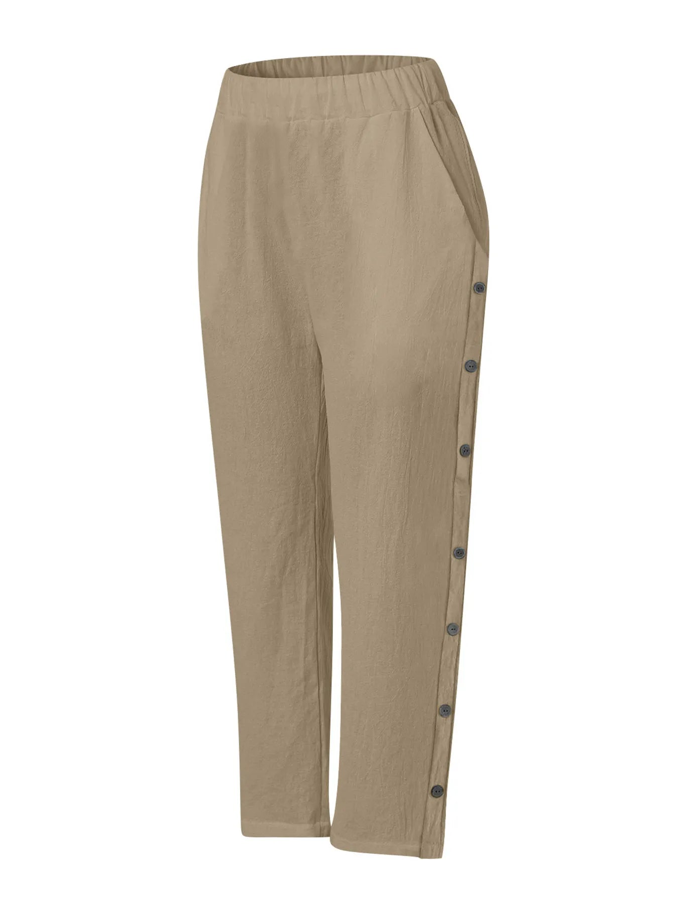 Full Size Side Decor Button Casual Wide Leg Pants Plus Size - JUST - JEN BOUTIQUE