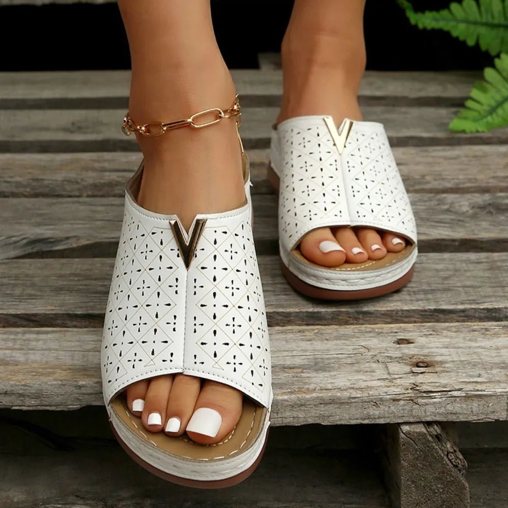 Open Toe Flats Sandals - JUST - JEN BOUTIQUE
