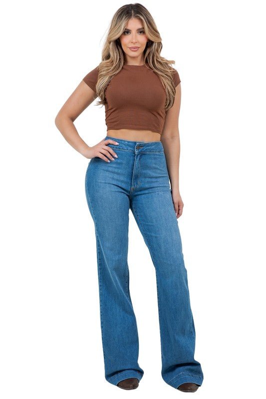 Harley Wide Leg Med Blue - Inseam 34 - JUST - JEN BOUTIQUE