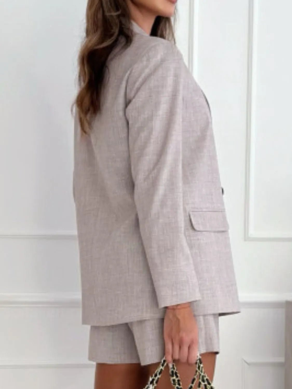 One Button Lapel Collar Blazer and Shorts Set - JUST - JEN BOUTIQUE