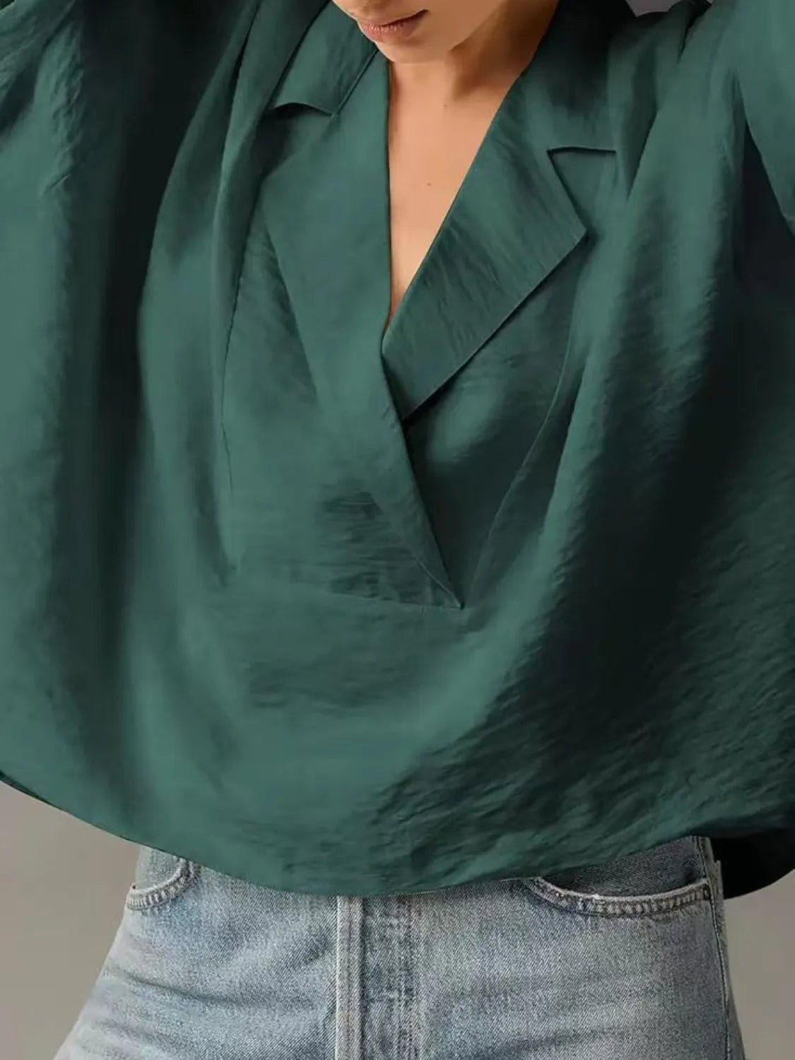 Collared Neck Half Sleeve Blouse - JUST - JEN BOUTIQUE