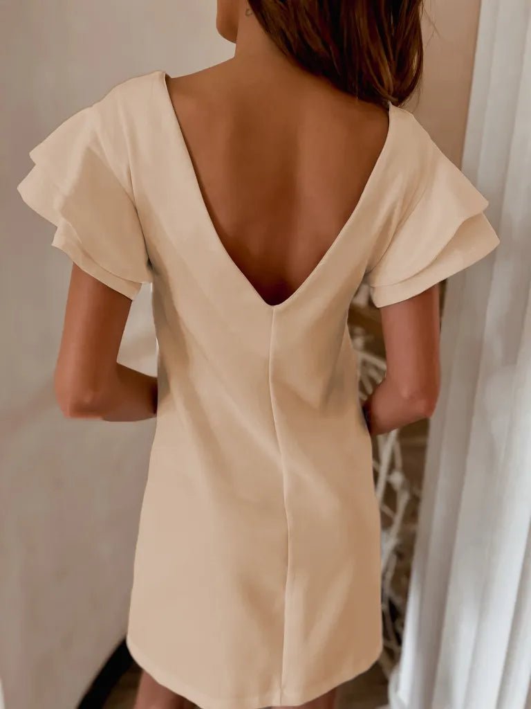 Ruffled Layered Short Sleeve Mini Dress - JUST - JEN BOUTIQUE