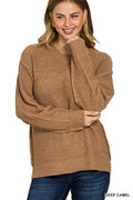 Zenana Exposed Seam Round Neck Sweater - JUST - JEN BOUTIQUE