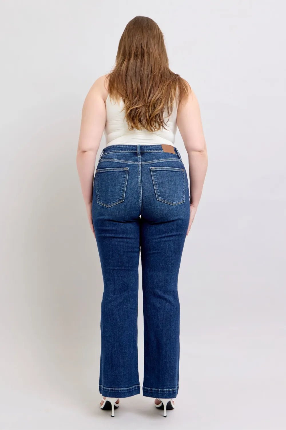 Judy Blue Full Size High Rise Flare Jeans with Pockets Plus Size - JUST - JEN BOUTIQUE