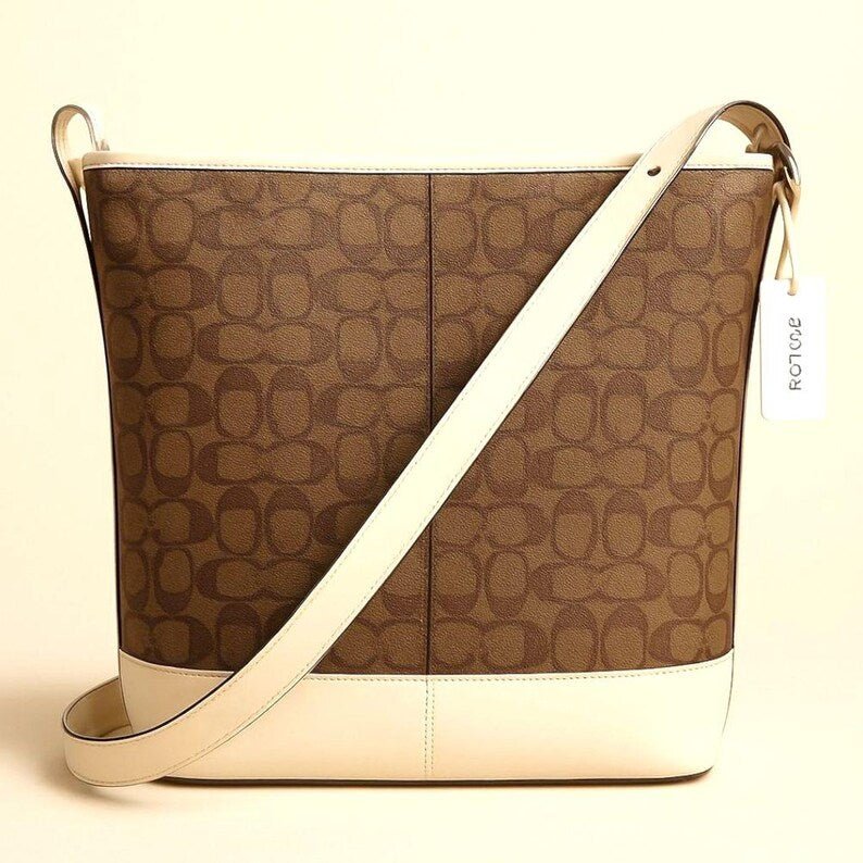 Coach Signature F10416 Brown and Cream Convertible Crossbody Shoulder 2006 Bag - JUST - JEN BOUTIQUE