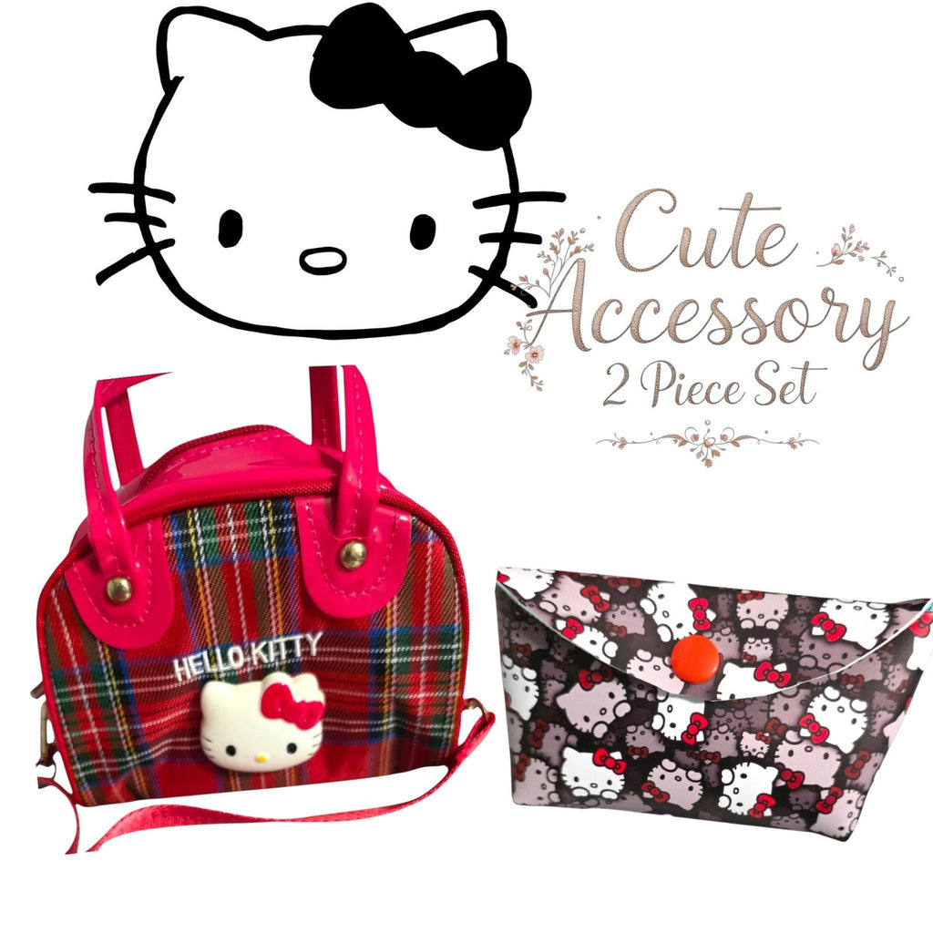 Hello Kitty 2-Piece Accessory Set Crossbody Bag & Pouch Kawaii Bag Set
