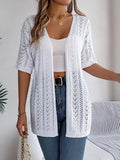 Openwork Open Front Half Sleeve Cardigan - JUST - JEN BOUTIQUE