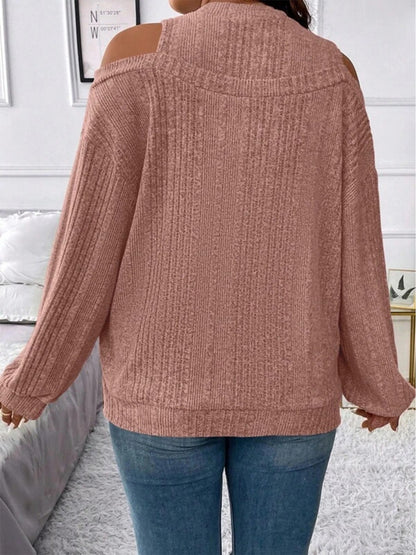 Round Neck Cold Shoulder Sweater