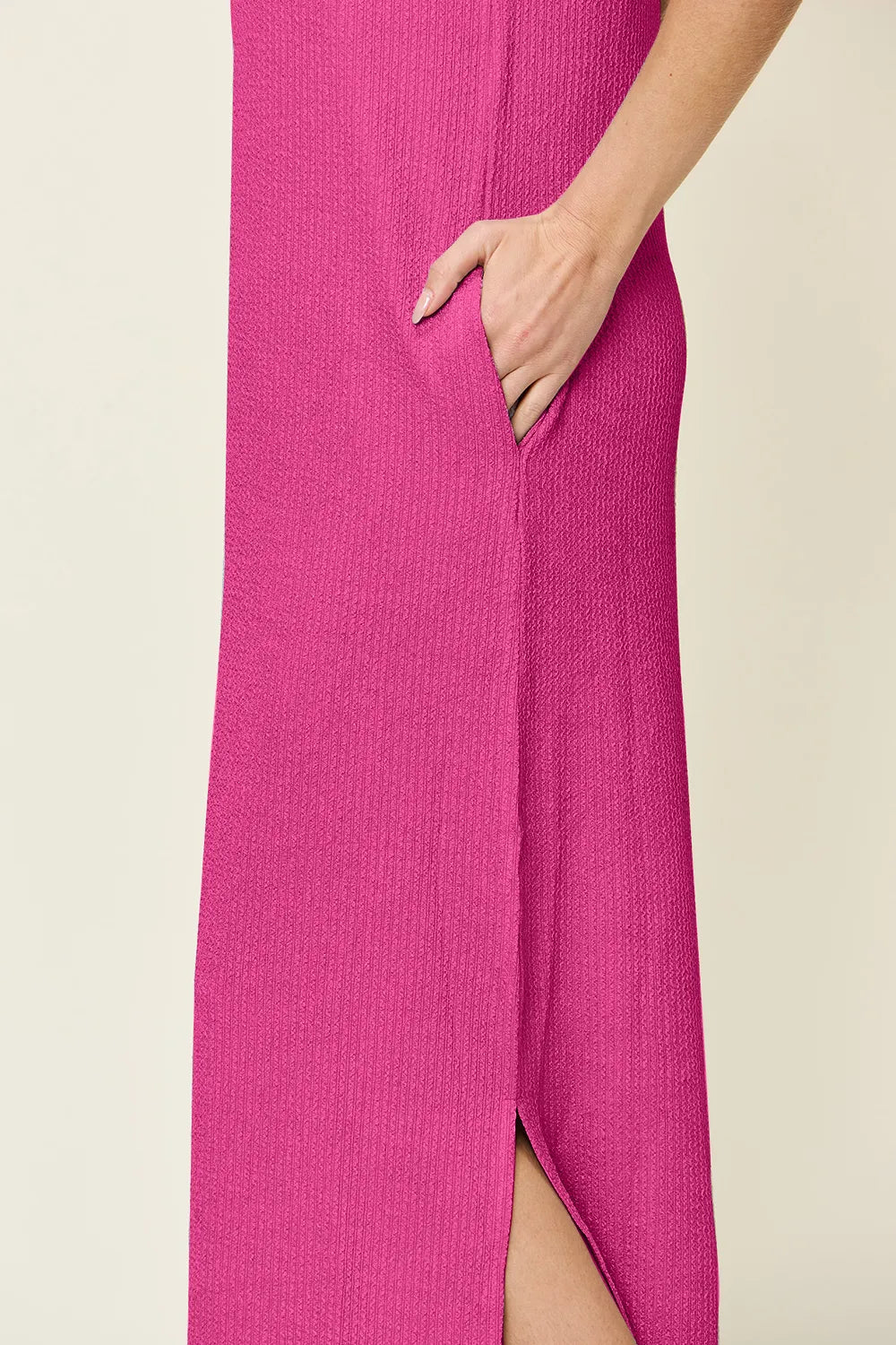 Double Take Full Size Texture Mock Neck Sleeveless Maxi Dress - JUST - JEN BOUTIQUE
