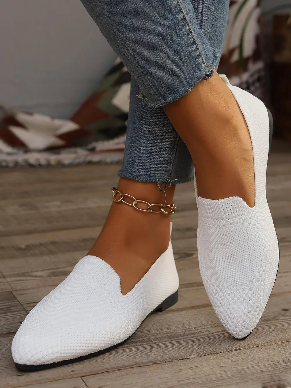 Point Toe Mesh Flats Slip - Ons - JUST - JEN BOUTIQUE