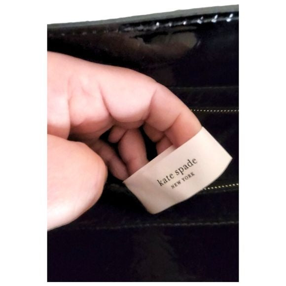 KATE SPADE New York Black Elissa Bristol Drive Croc Leather Handbag W/Dust Bag