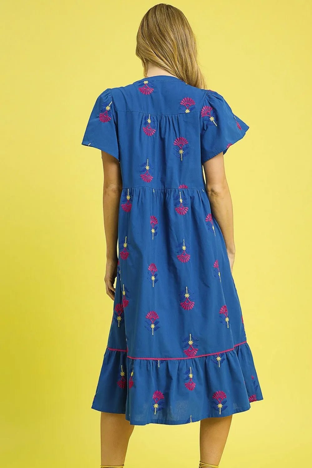 Umgee Embroidered Tiered Midi Dress - JUST - JEN BOUTIQUE