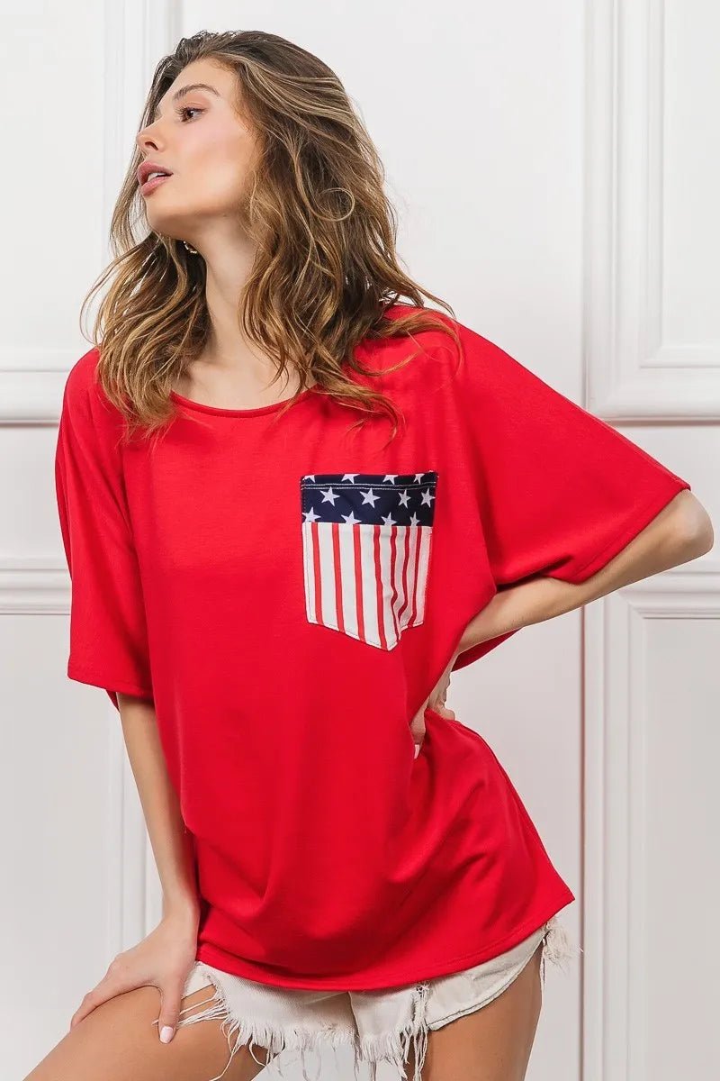 BiBi French Terry With Front Pocket Dolman Sleeves Top - JUST - JEN BOUTIQUE