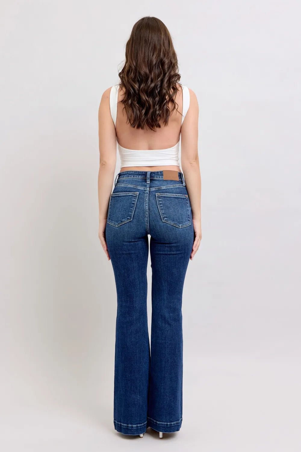 Judy Blue Full Size High Rise Flare Jeans with Pockets Plus Size - JUST - JEN BOUTIQUE