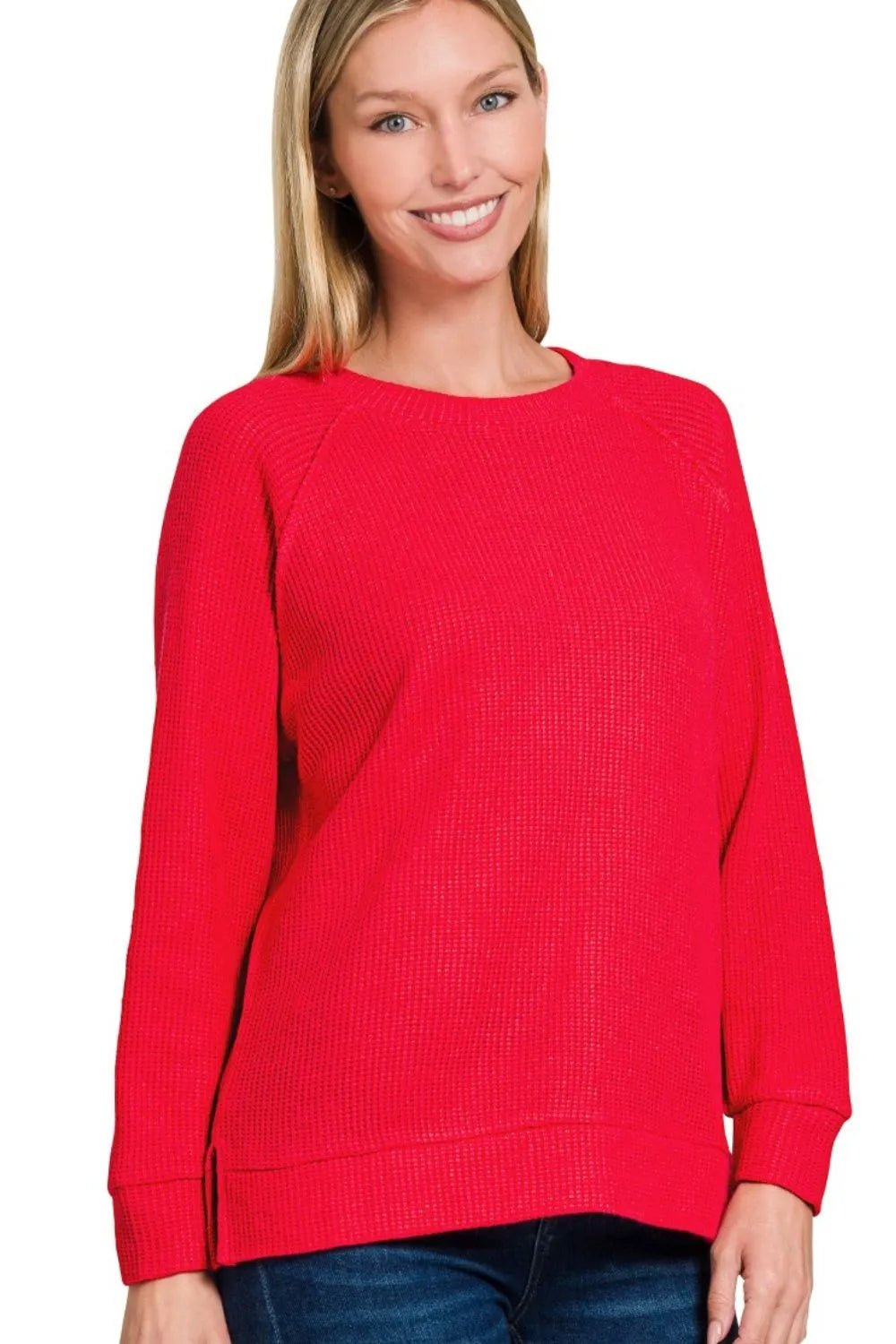 Zenana Round Neck Raglan Long Sleeve Sweater - JUST - JEN BOUTIQUE