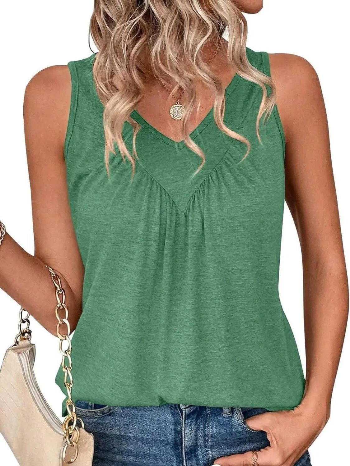 Ruched V - Neck Tank - JUST - JEN BOUTIQUE