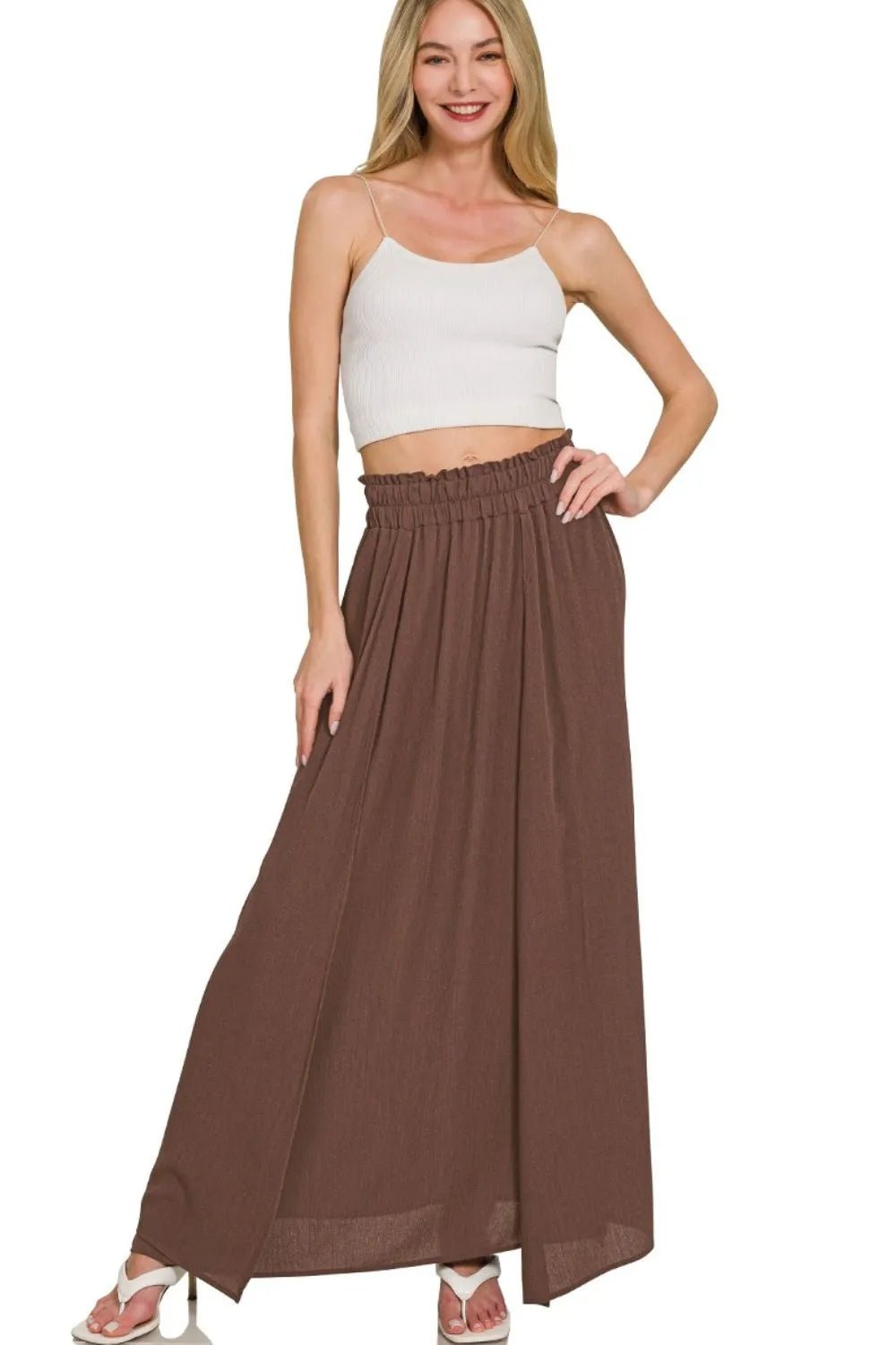 Zenana Woven Crinkle Gauze Long Skirts - JUST - JEN BOUTIQUE