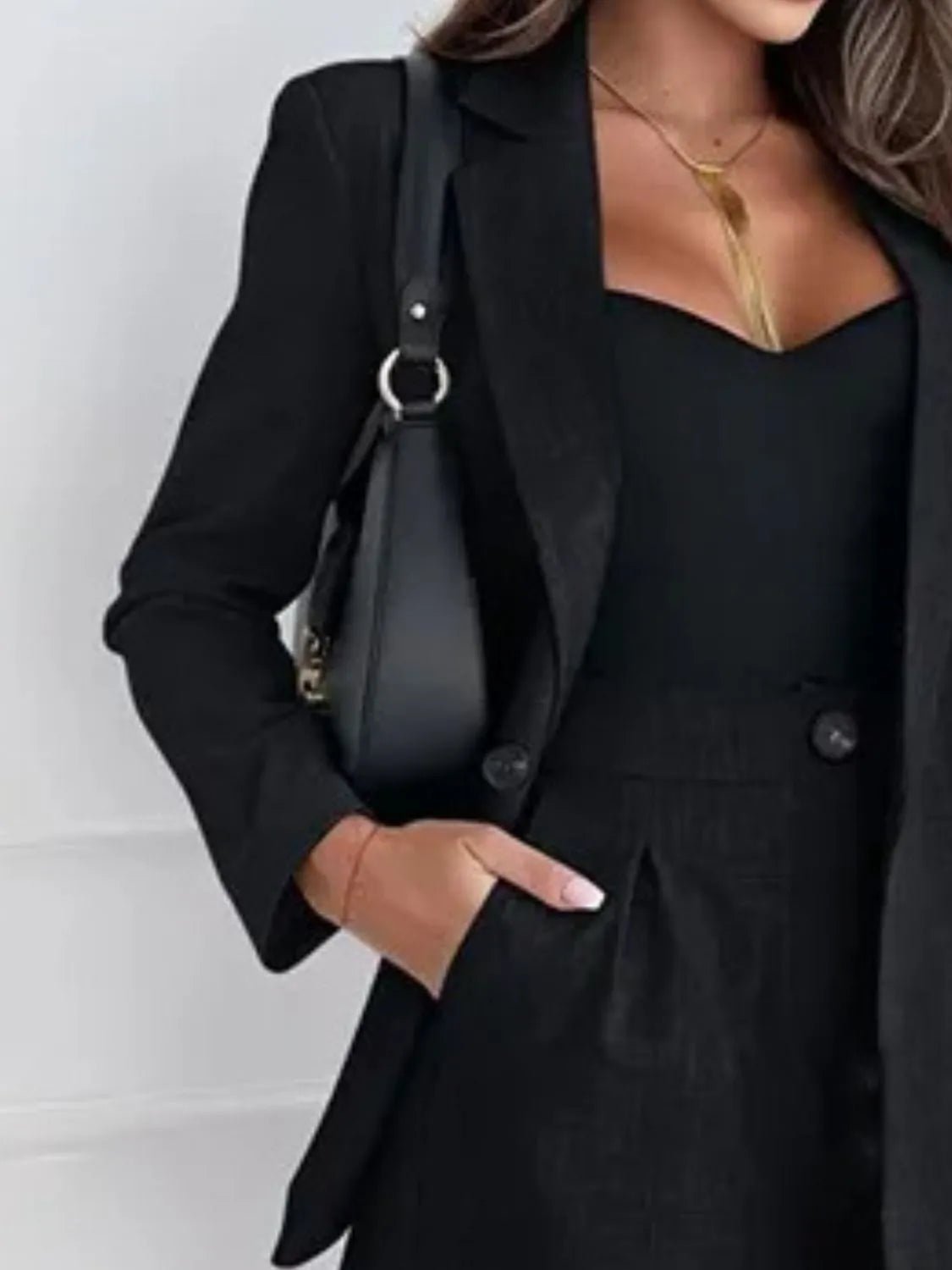 One Button Lapel Collar Blazer and Shorts Set - JUST - JEN BOUTIQUE