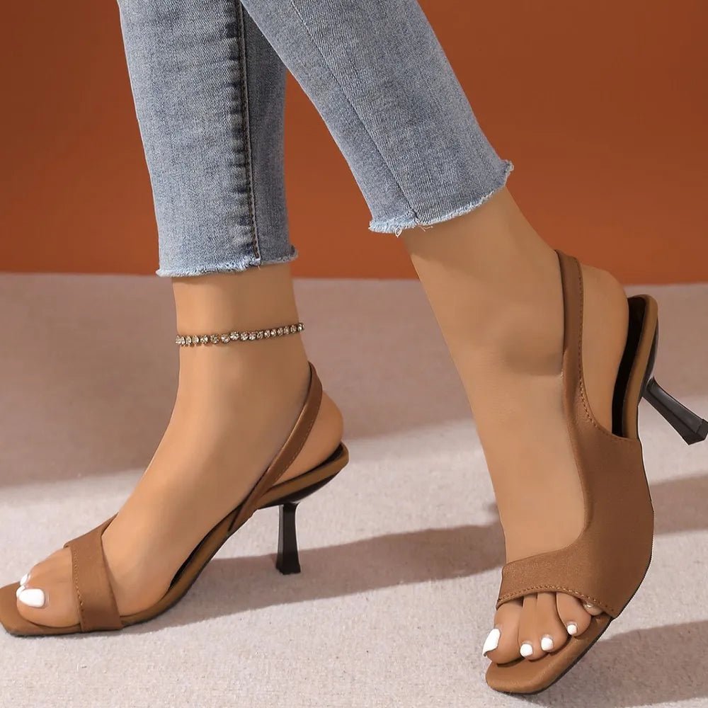 Open Toe Kitten Heel Sandals - JUST - JEN BOUTIQUE