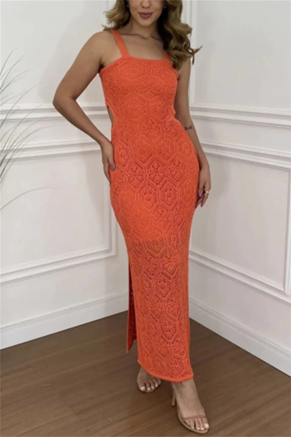 Cutout Side Slit Maxi Tank Dress - JUST - JEN BOUTIQUE