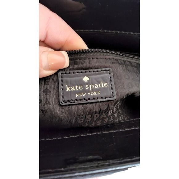 KATE SPADE New York Black Elissa Bristol Drive Croc Leather Handbag W/Dust Bag