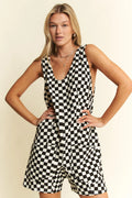 Jade By Jane Plus Size Back Tie Sleeveless Plaid Romper - JUST - JEN BOUTIQUE