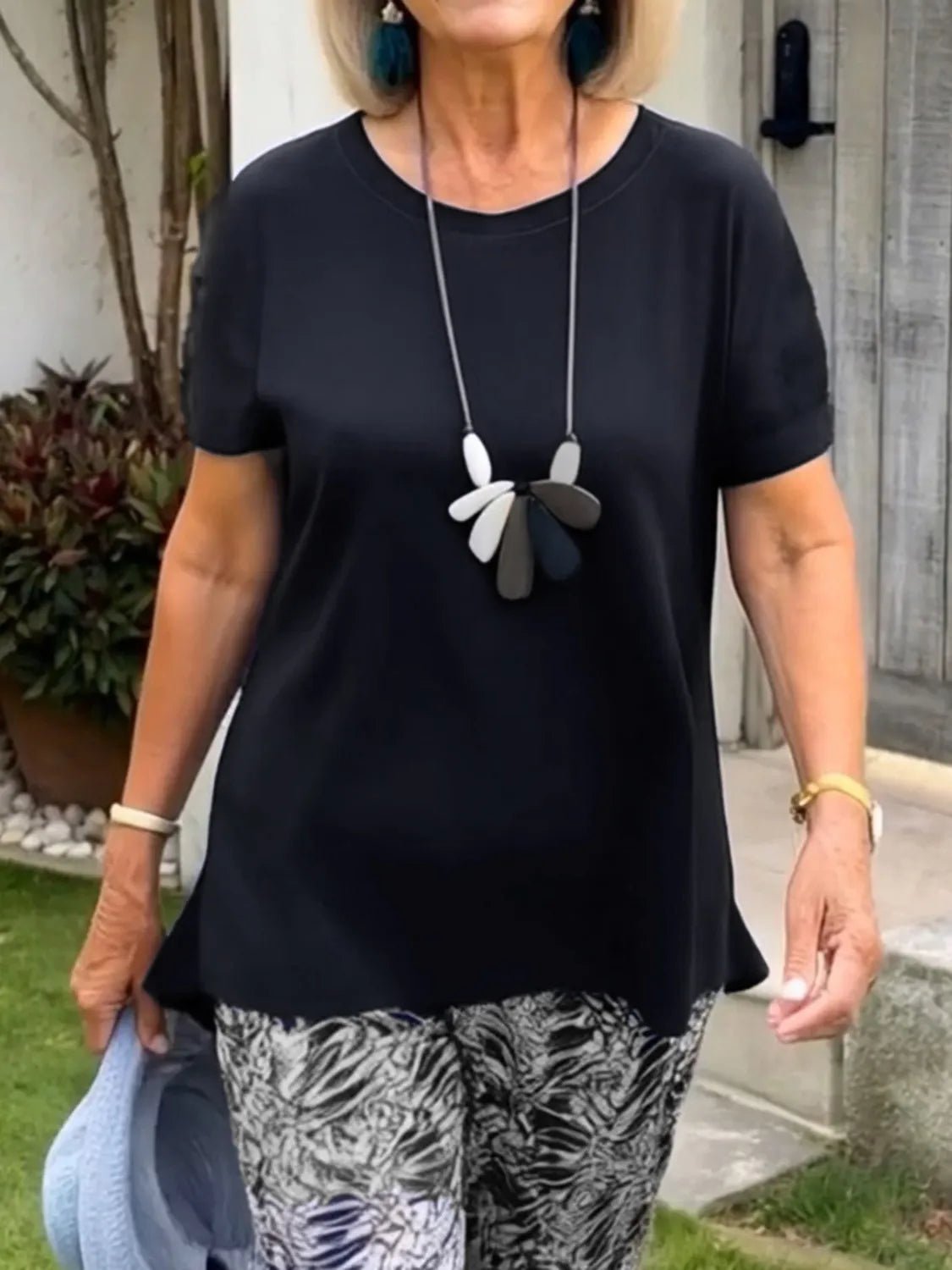 Full Size Round Neck Short Sleeve Top and Pants Set Plus Size - JUST - JEN BOUTIQUE
