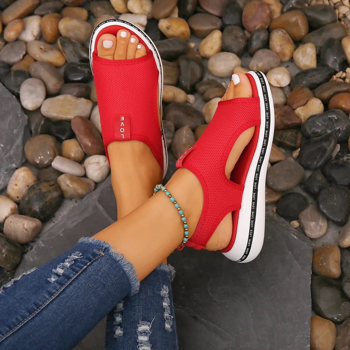 Mesh Open Toe Platform Sandals - JUST - JEN BOUTIQUE