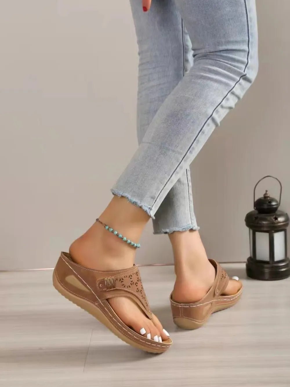 Cutout Toe Post PVC Sandals - JUST - JEN BOUTIQUE