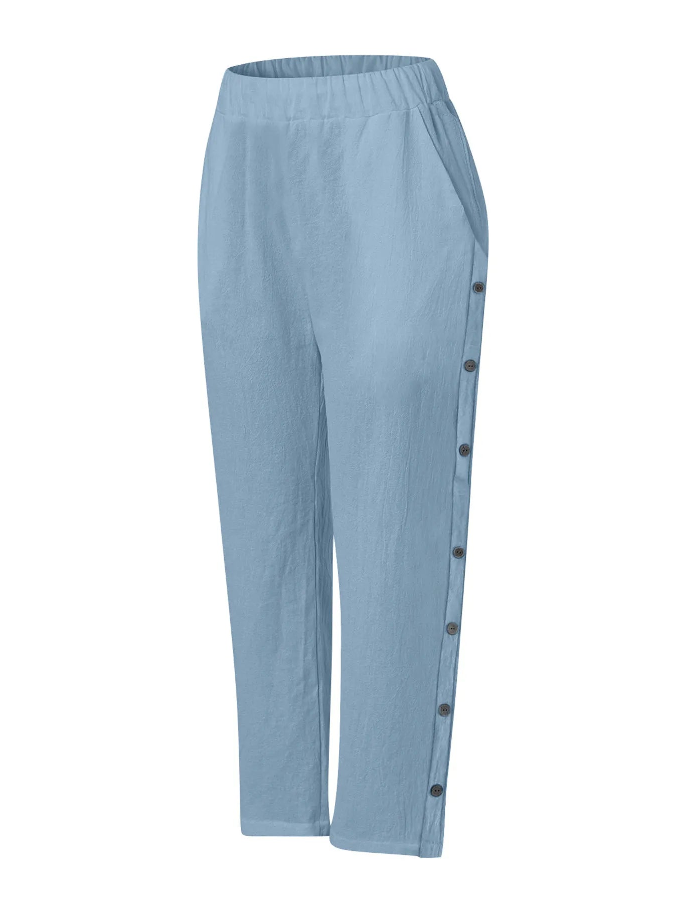 Full Size Side Decor Button Casual Wide Leg Pants Plus Size - JUST - JEN BOUTIQUE