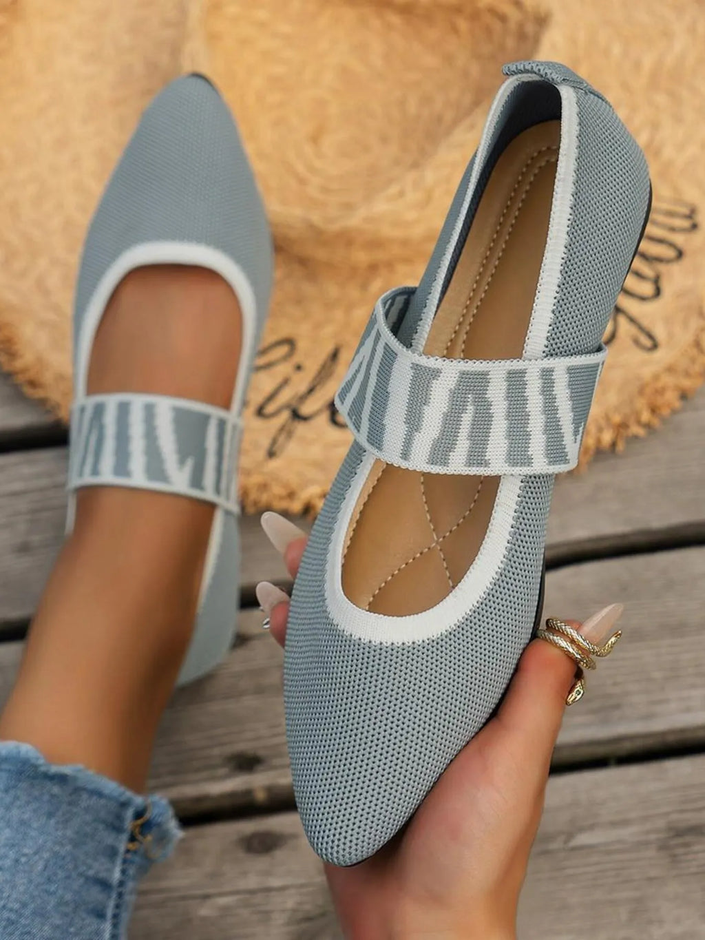 Point Toe Flats Mesh Gingham Strap Loafers - JUST - JEN BOUTIQUE